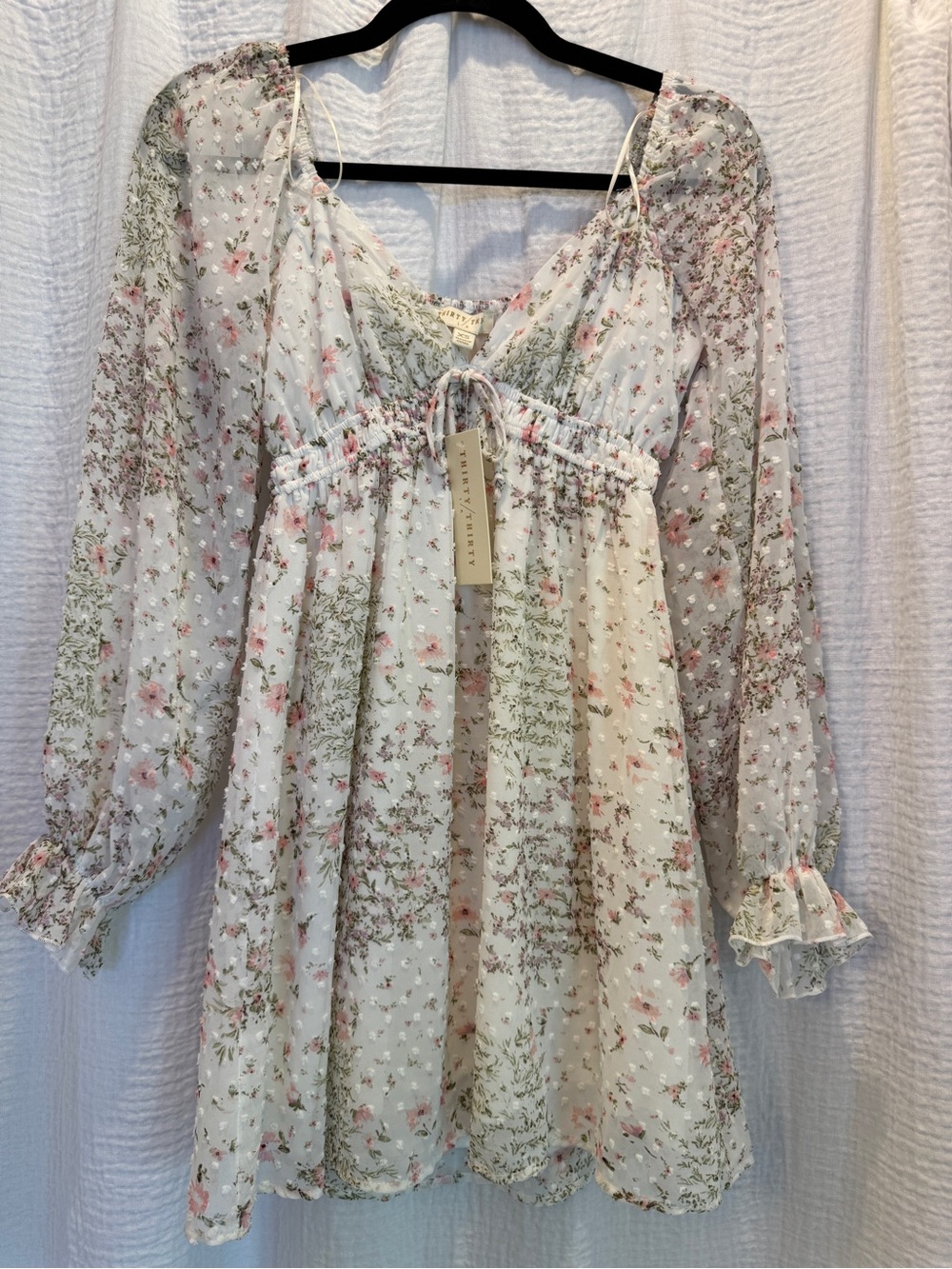 ✨ NWT Thirty/Thirty Floral Swiss Dot Babydoll Dress Sz XS✨